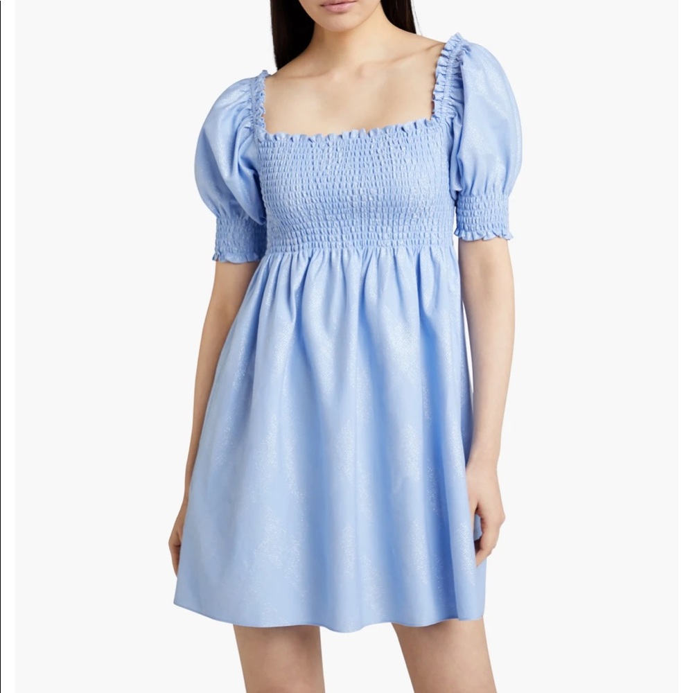 Hill House Home Athena Nap Dress Light Blue Glitter Check NWT Size M